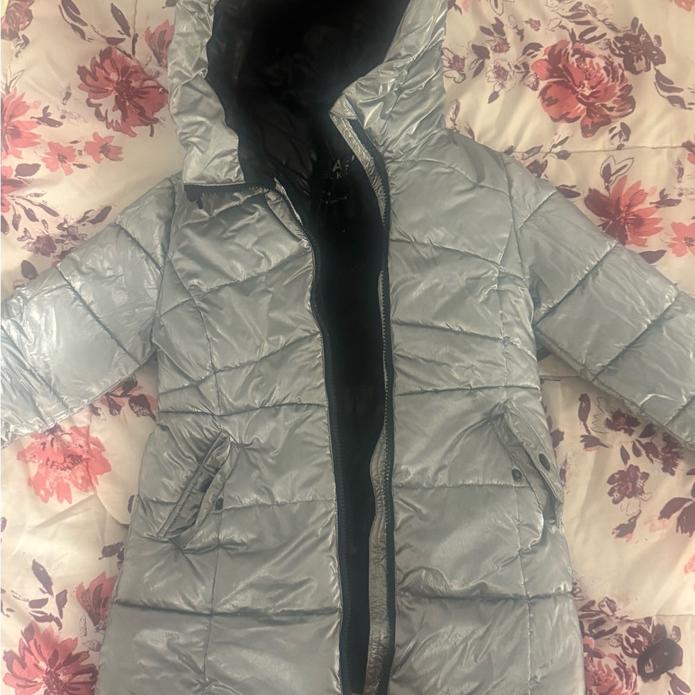 Michael Kors Metallic Silver Puffer Jacket